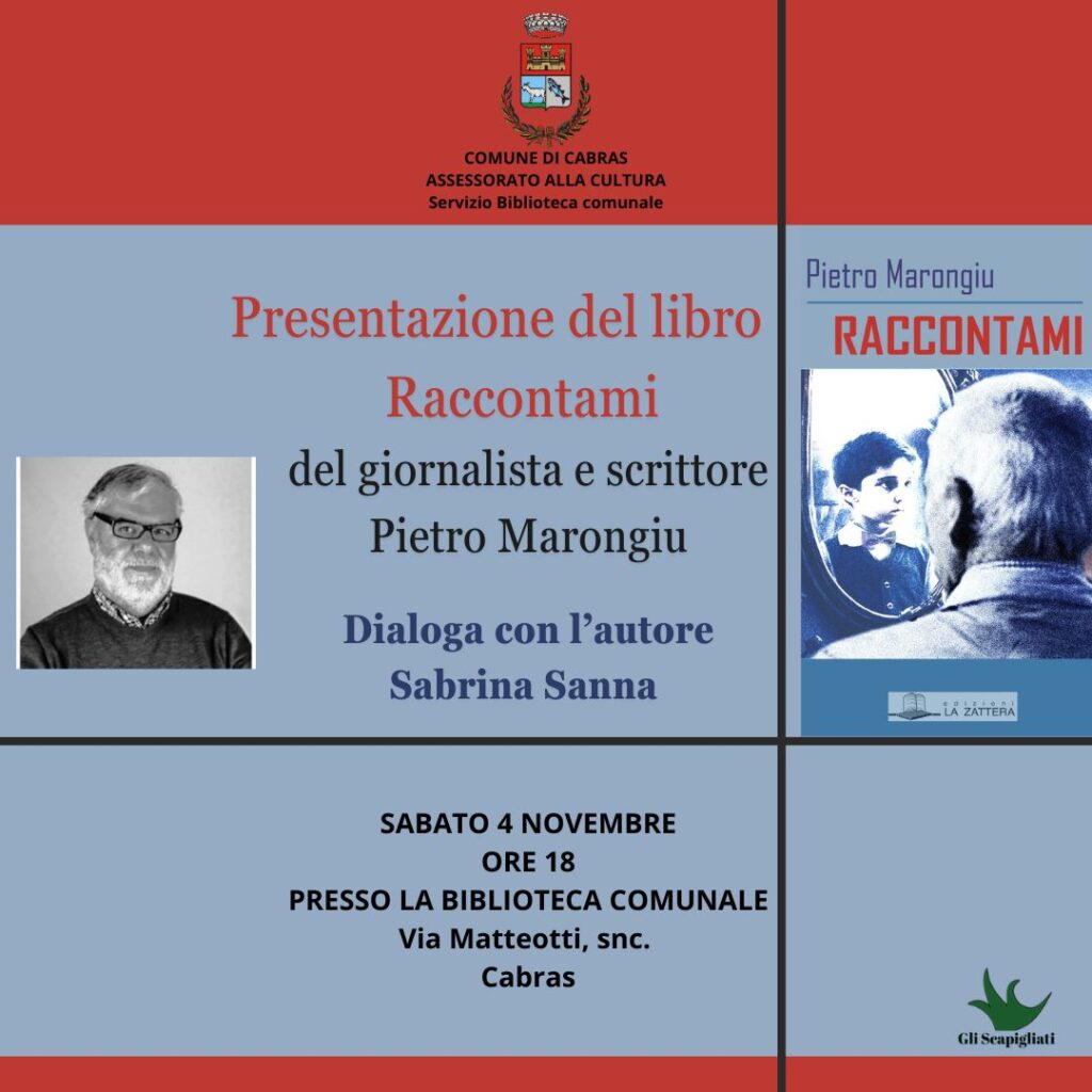 Presentazioni con autore in biblioteca. Sabato 4/11 Pietro Marongiu